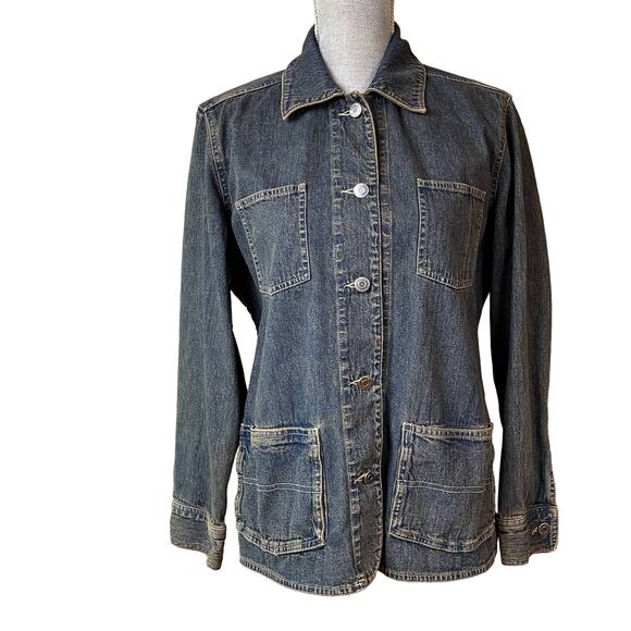 Duluth Trading Co Button Denim Shacket size M - Picture 1 of 10